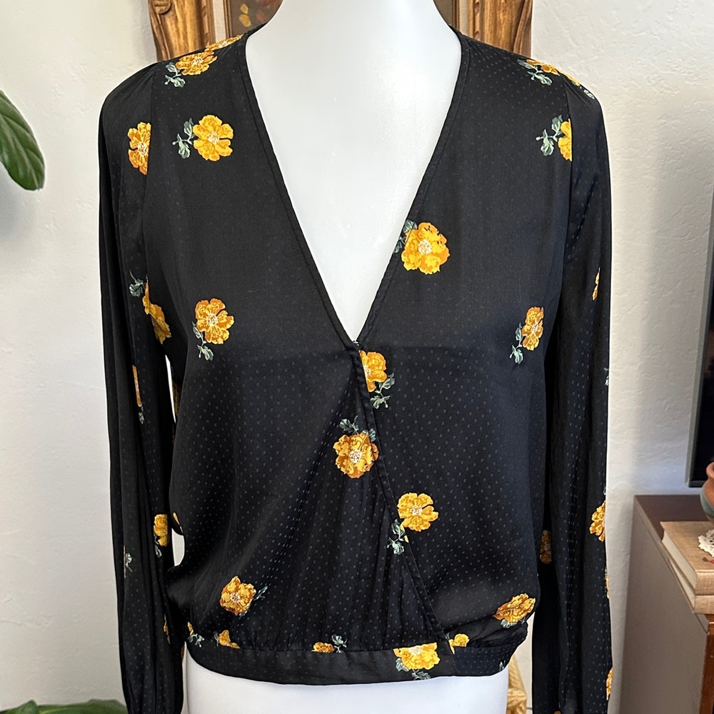 Madewell Black Floral Top
